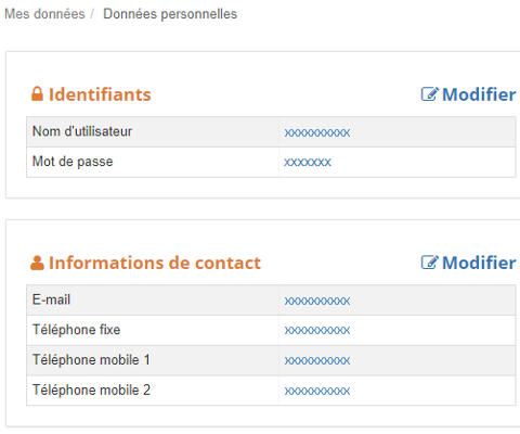 Consulter les données personnelles