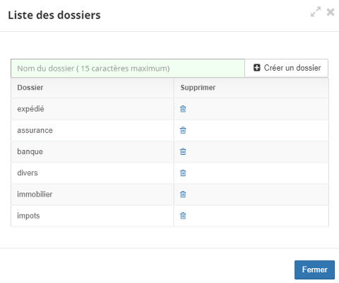 Créer ou supprimer des dossiers de classement