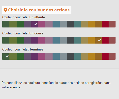 Personnalisation de l'agenda