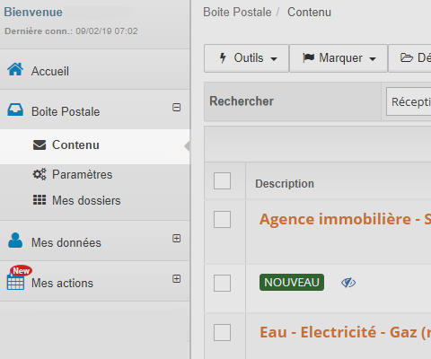 Visualiser le contenu de sa boite postale